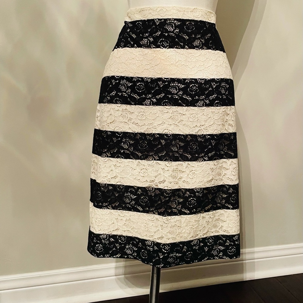 Black and cream striped lace skirt